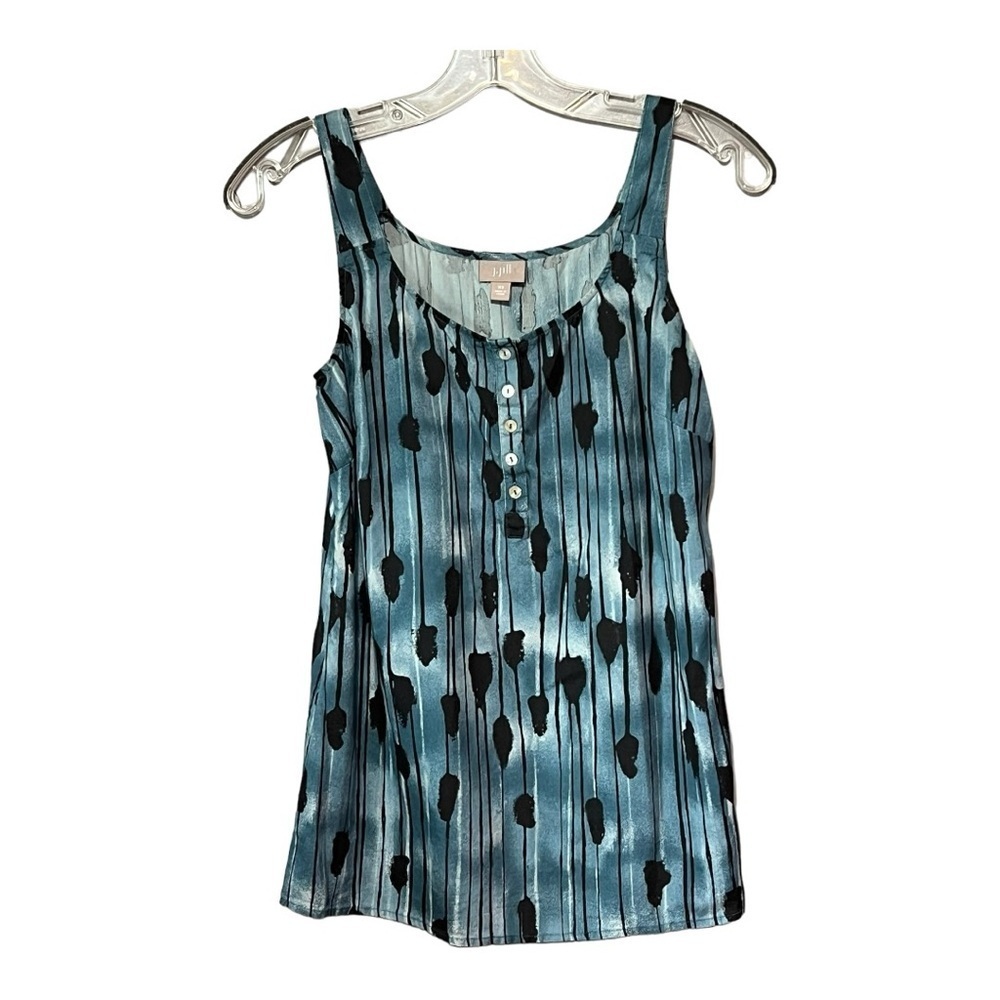 J.Jill Silk Button Tank Top XS Blue Black